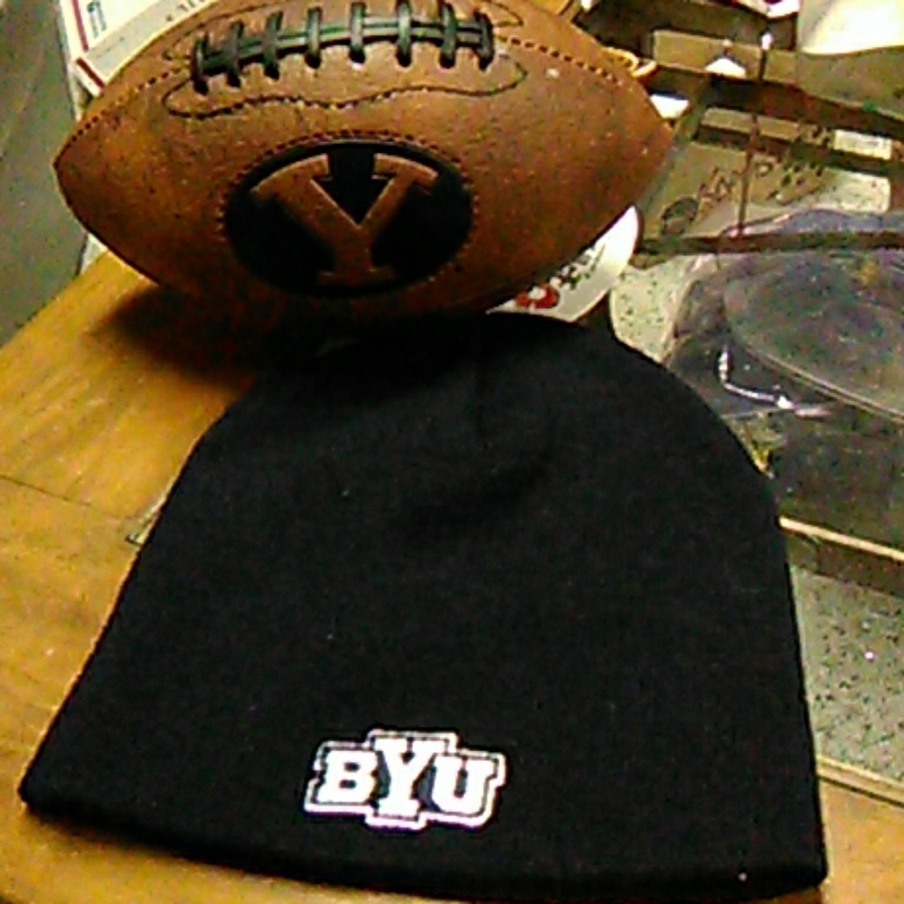 Beanie plus football and sun glasses